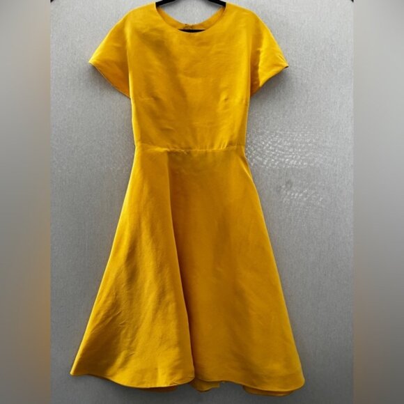 Rosie Assoulin Vibrant Yellow Fit & Flare Dress Sz 10 - Picture 1 of 15